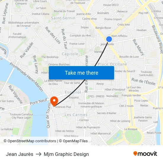 Jean Jaurès to Mjm Graphic Design map