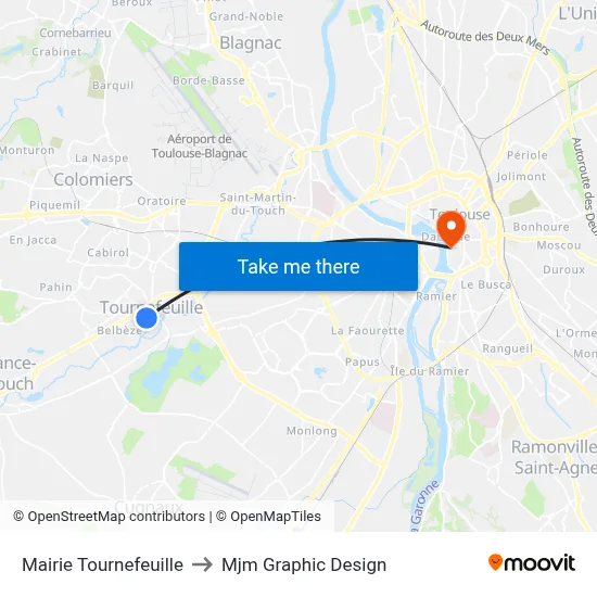 Mairie Tournefeuille to Mjm Graphic Design map