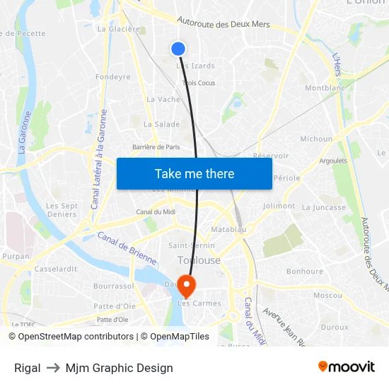 Rigal to Mjm Graphic Design map