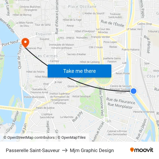 Passerelle Saint-Sauveur to Mjm Graphic Design map