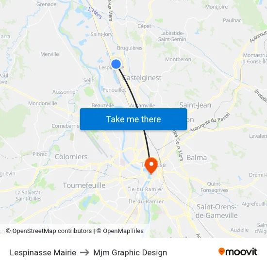 Lespinasse Mairie to Mjm Graphic Design map