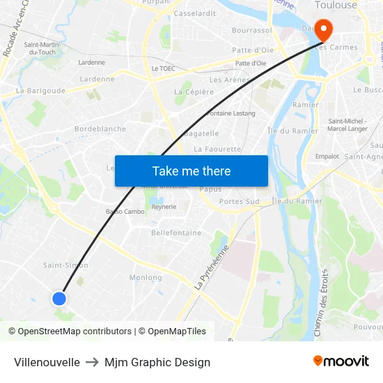 Villenouvelle to Mjm Graphic Design map