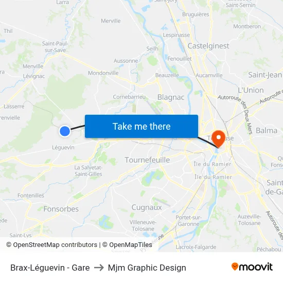 Brax-Léguevin - Gare to Mjm Graphic Design map