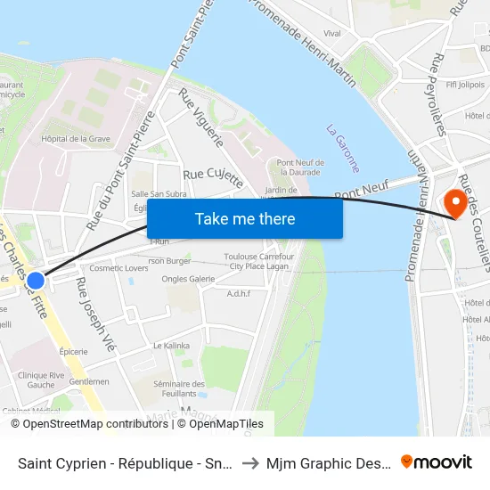 Saint Cyprien - République - Snfc A to Mjm Graphic Design map
