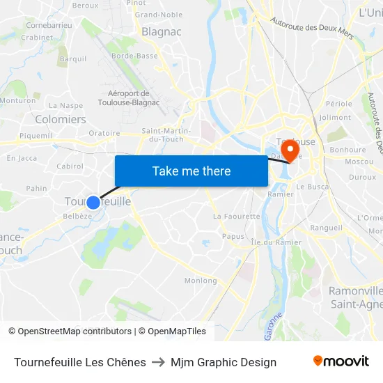 Tournefeuille Les Chênes to Mjm Graphic Design map