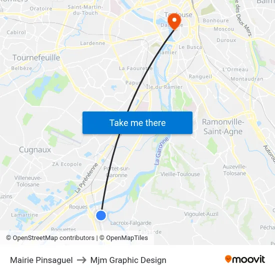 Mairie Pinsaguel to Mjm Graphic Design map