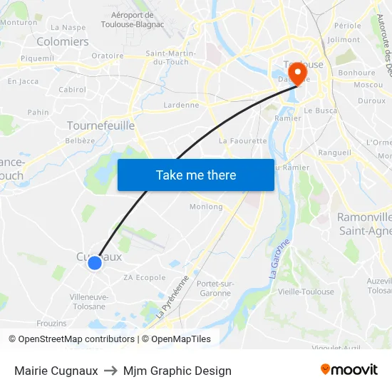 Mairie Cugnaux to Mjm Graphic Design map