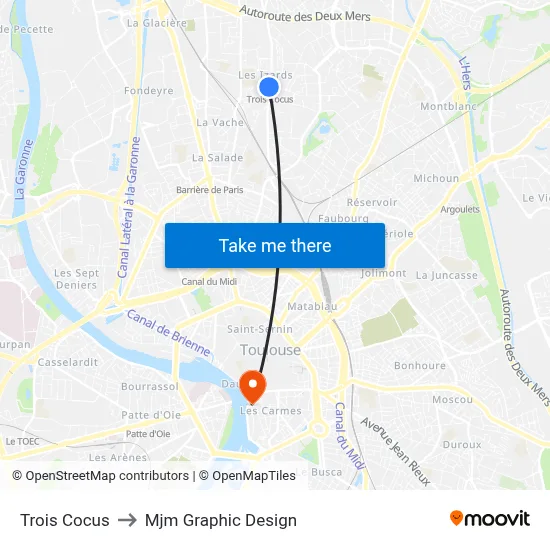 Trois Cocus to Mjm Graphic Design map