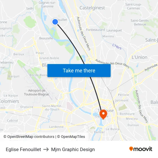 Eglise Fenouillet to Mjm Graphic Design map
