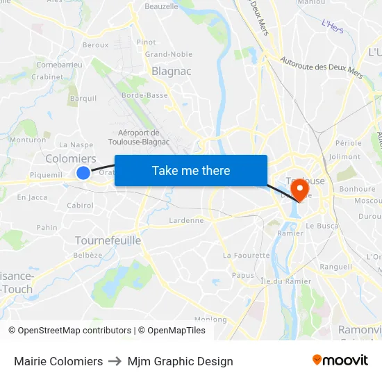 Mairie Colomiers to Mjm Graphic Design map