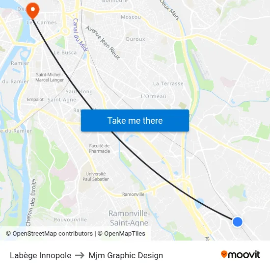 Labège Innopole to Mjm Graphic Design map