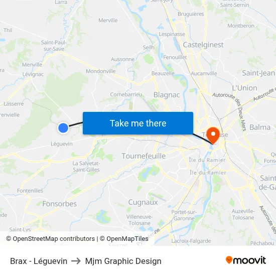 Brax - Léguevin to Mjm Graphic Design map