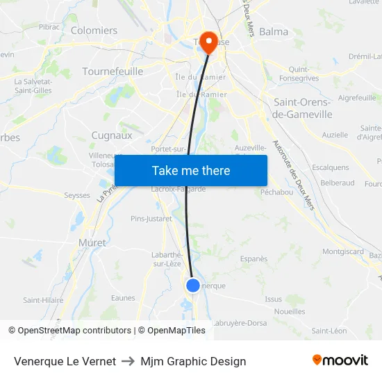 Venerque Le Vernet to Mjm Graphic Design map
