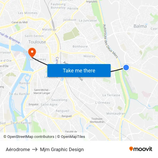 Aérodrome to Mjm Graphic Design map