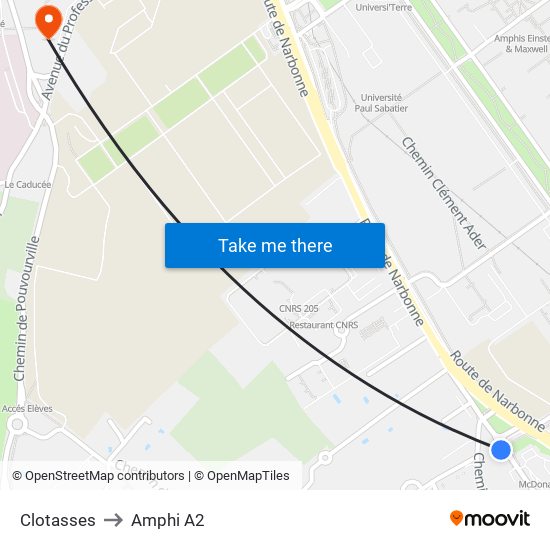 Clotasses to Amphi A2 map