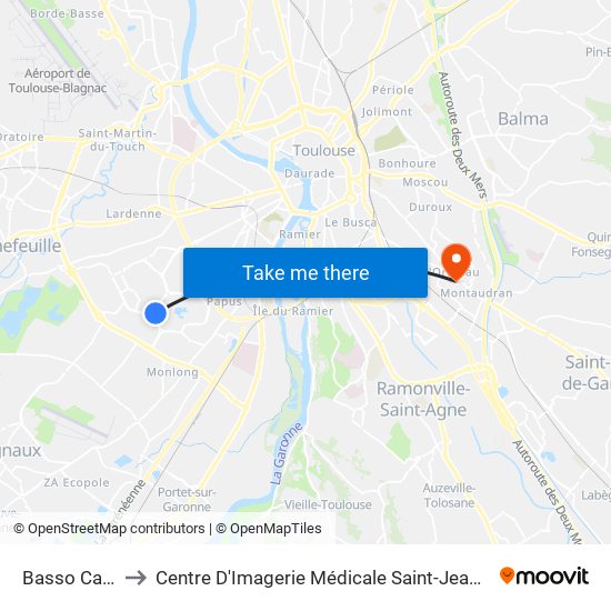 Basso Cambo to Centre D'Imagerie Médicale Saint-Jean-Languedoc map
