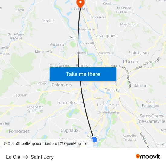 La Clé to Saint Jory map
