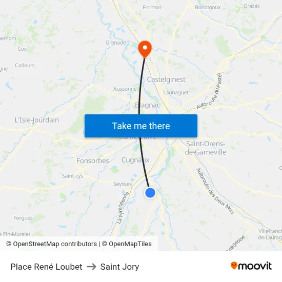 Place René Loubet to Saint Jory map