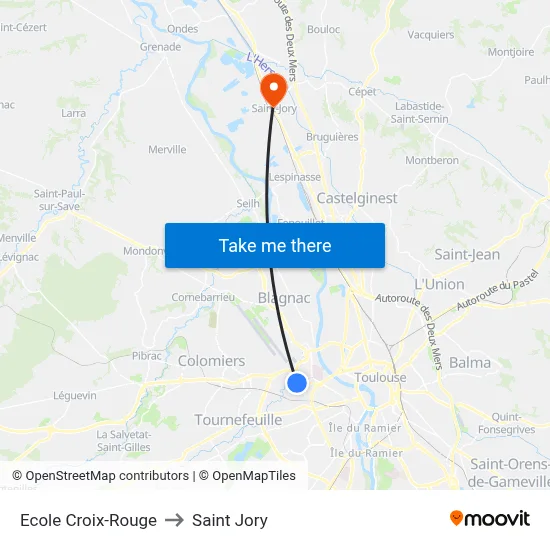 Ecole Croix-Rouge to Saint Jory map