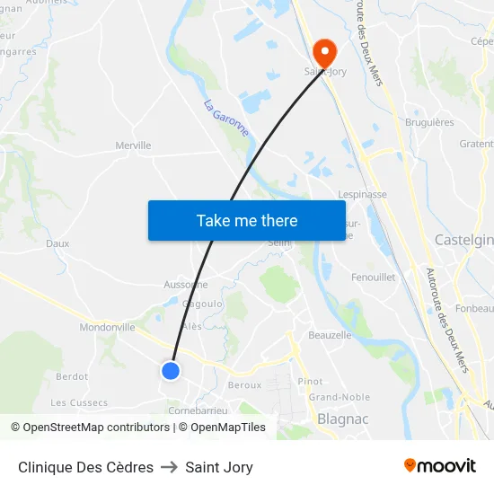 Clinique Des Cèdres to Saint Jory map