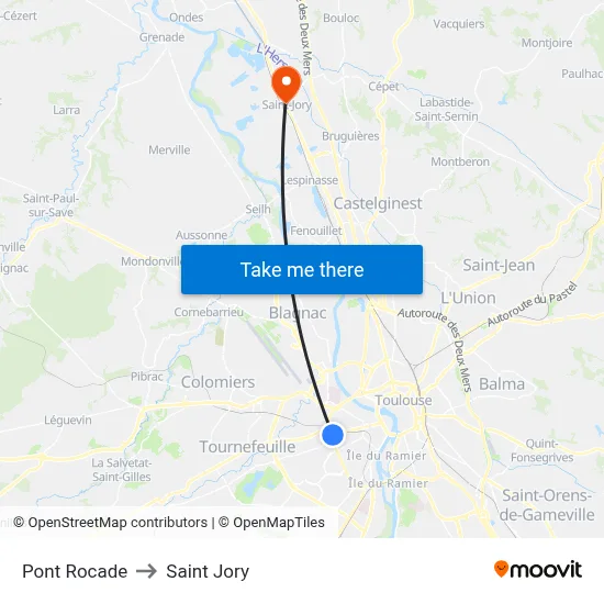 Pont Rocade to Saint Jory map