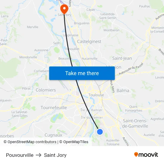 Pouvourville to Saint Jory map