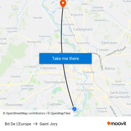 Bd De L'Europe to Saint Jory map