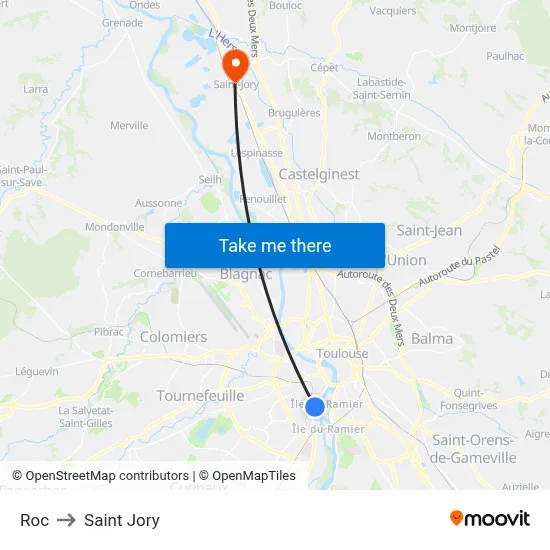 Roc to Saint Jory map