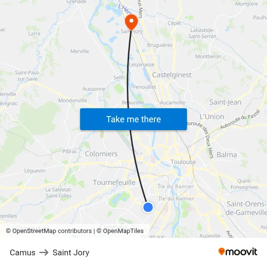 Camus to Saint Jory map