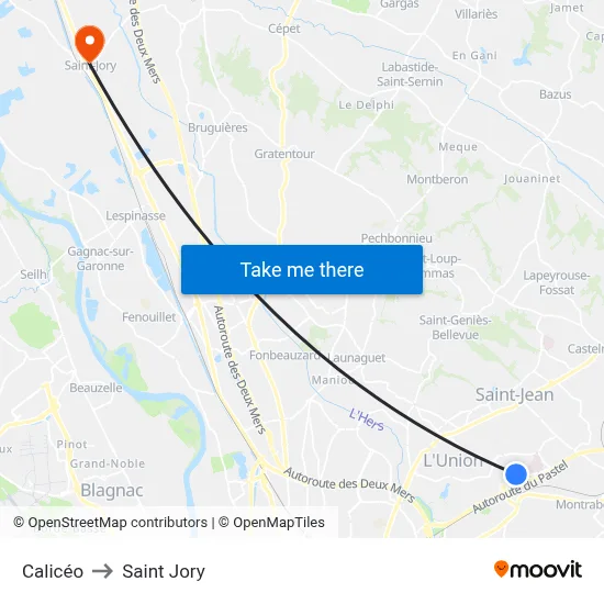 Calicéo to Saint Jory map
