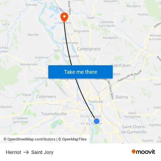 Herriot to Saint Jory map