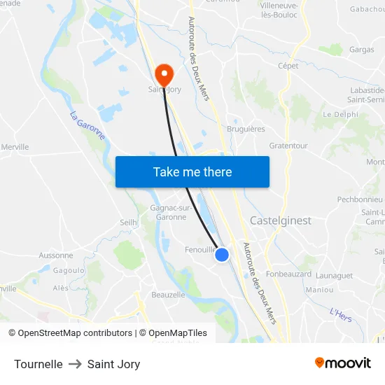 Tournelle to Saint Jory map