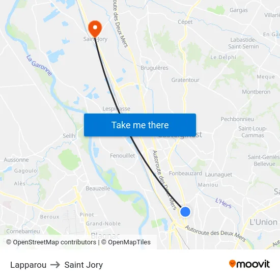 Lapparou to Saint Jory map