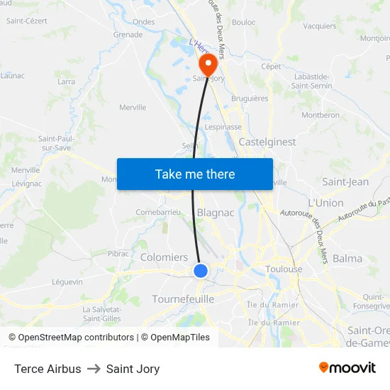 Terce Airbus to Saint Jory map