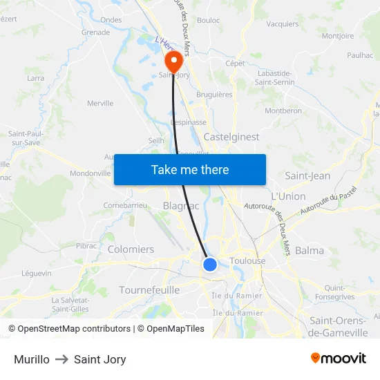 Murillo to Saint Jory map