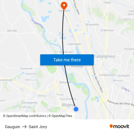 Gauguin to Saint Jory map
