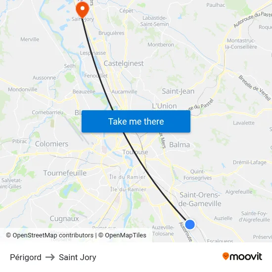 Périgord to Saint Jory map