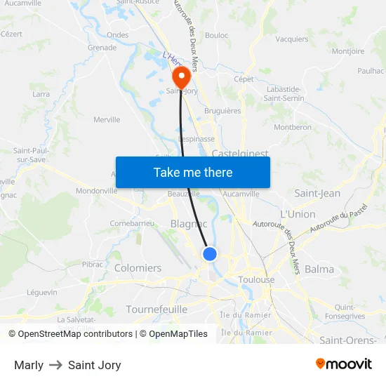 Marly to Saint Jory map