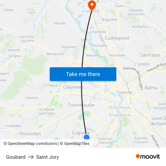 Goubard to Saint Jory map