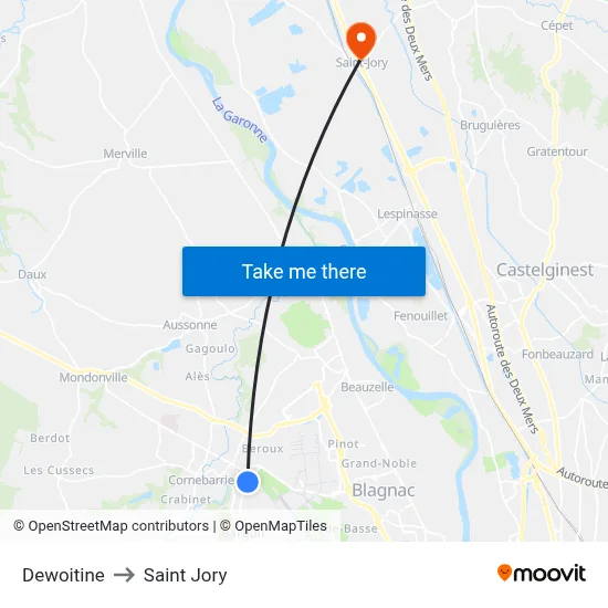 Dewoitine to Saint Jory map