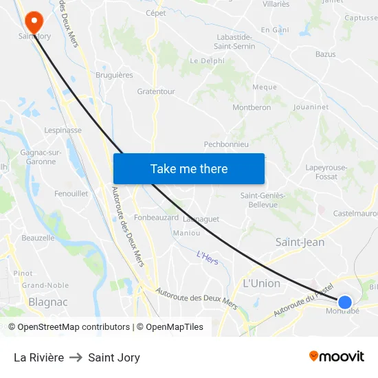 La Rivière to Saint Jory map