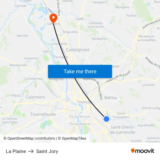 La Plaine to Saint Jory map