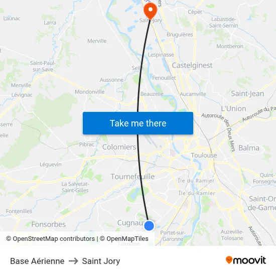 Base Aérienne to Saint Jory map