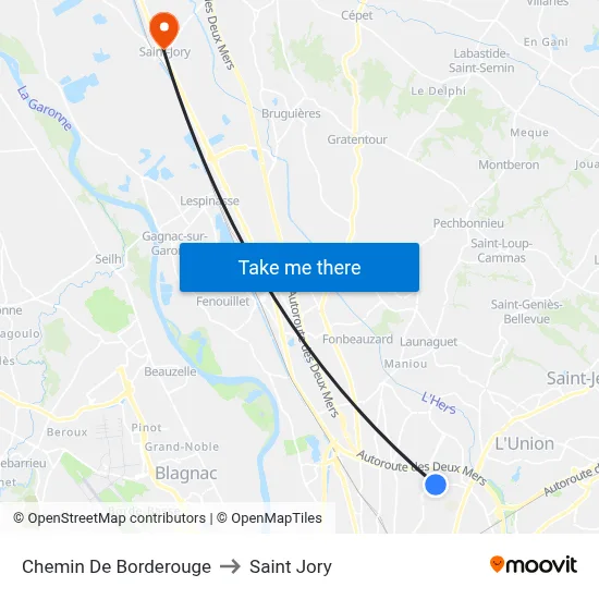 Chemin De Borderouge to Saint Jory map