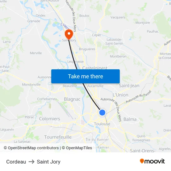 Cordeau to Saint Jory map