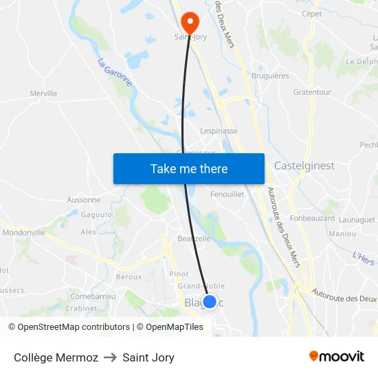 Collège Mermoz to Saint Jory map