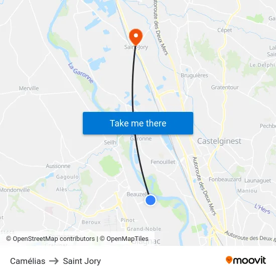 Camélias to Saint Jory map