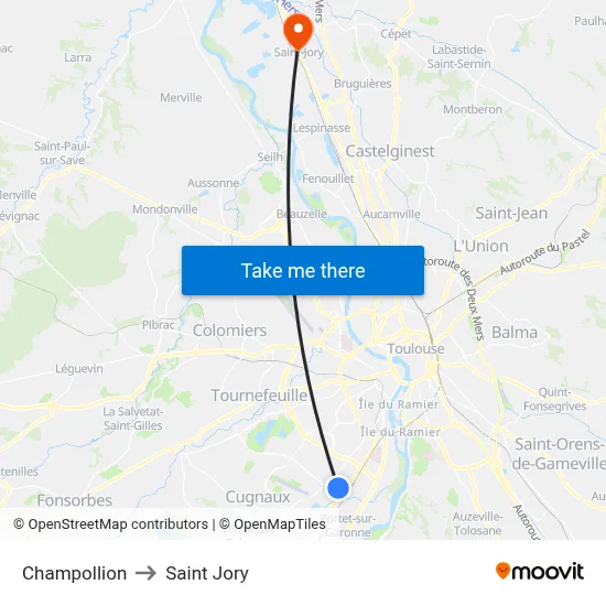 Champollion to Saint Jory map