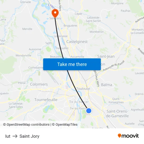 Iut to Saint Jory map