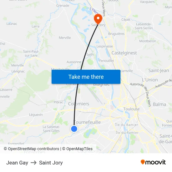 Jean Gay to Saint Jory map
